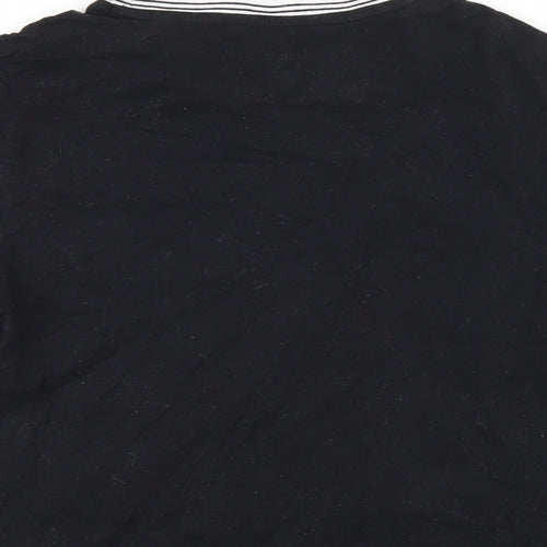 Jack Wills Womens Black Cotton Basic T-Shirt Size 14 Round Neck
