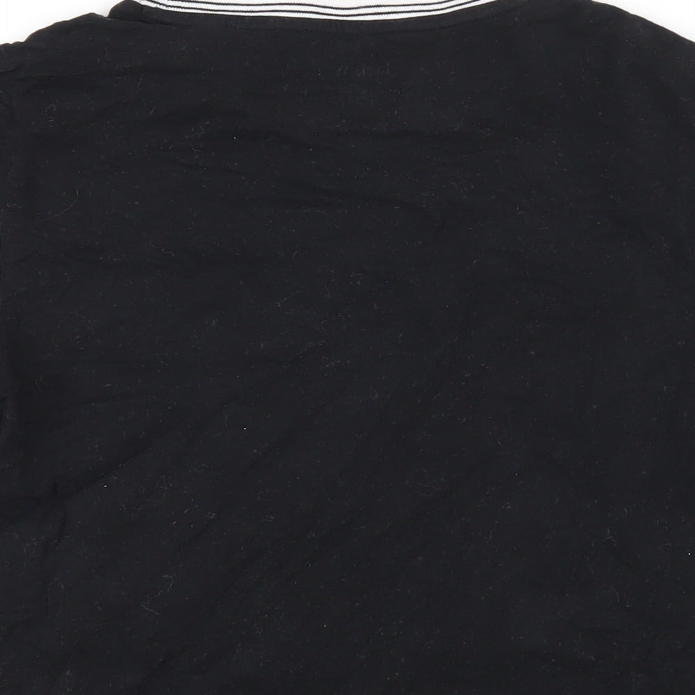 Jack Wills Womens Black Cotton Basic T-Shirt Size 14 Round Neck