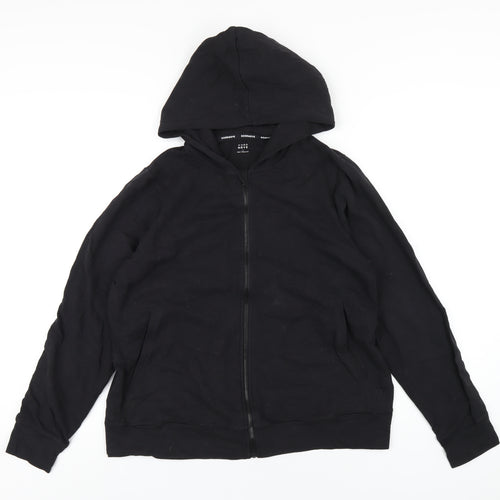GOODMOVE Womens Black Cotton Full Zip Hoodie Size 14 Zip