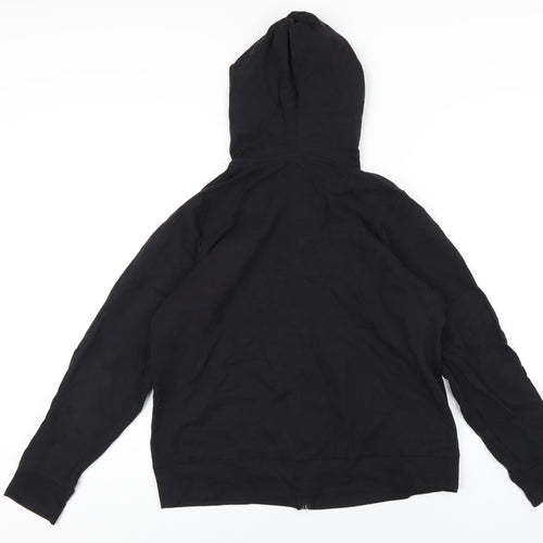 GOODMOVE Womens Black Cotton Full Zip Hoodie Size 14 Zip