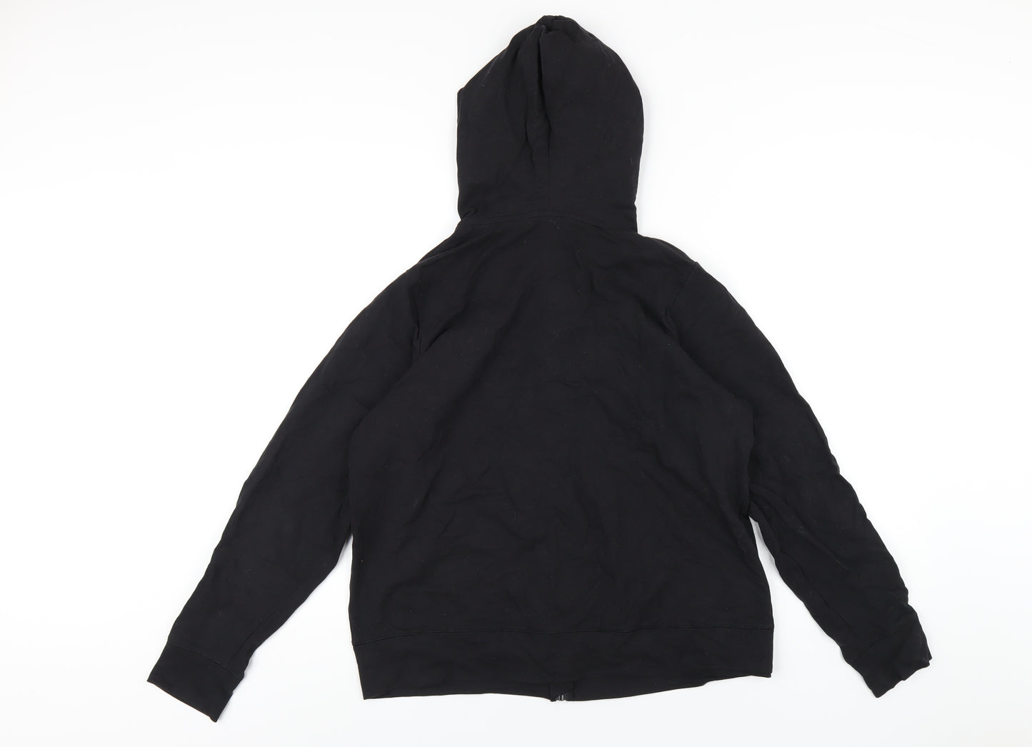 GOODMOVE Womens Black Cotton Full Zip Hoodie Size 14 Zip