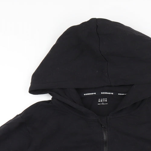 GOODMOVE Womens Black Cotton Full Zip Hoodie Size 14 Zip