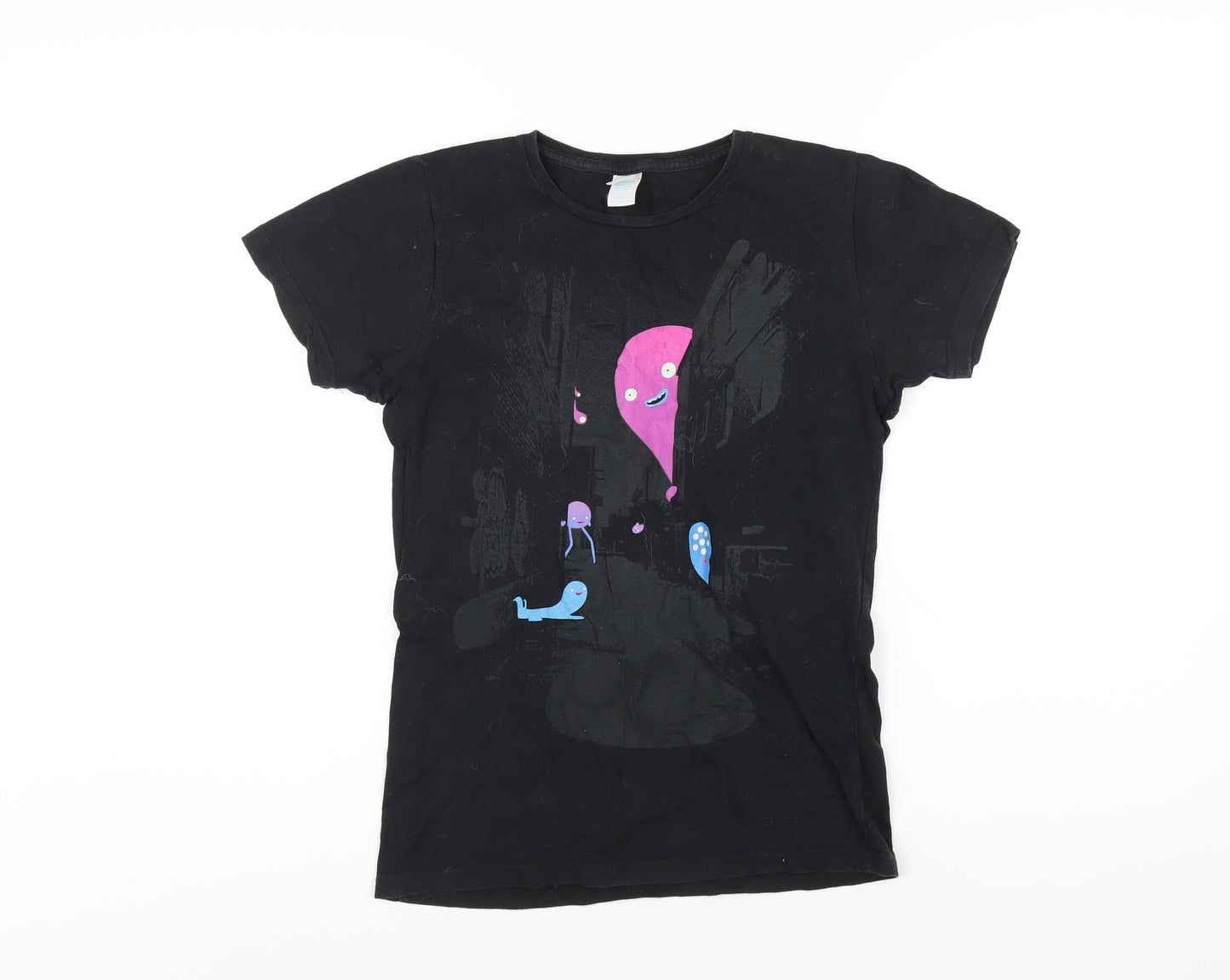 Threadless Womens Black Cotton Basic T-Shirt Size M Round Neck