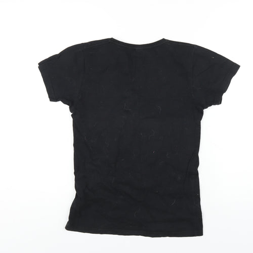 Threadless Womens Black Cotton Basic T-Shirt Size M Round Neck