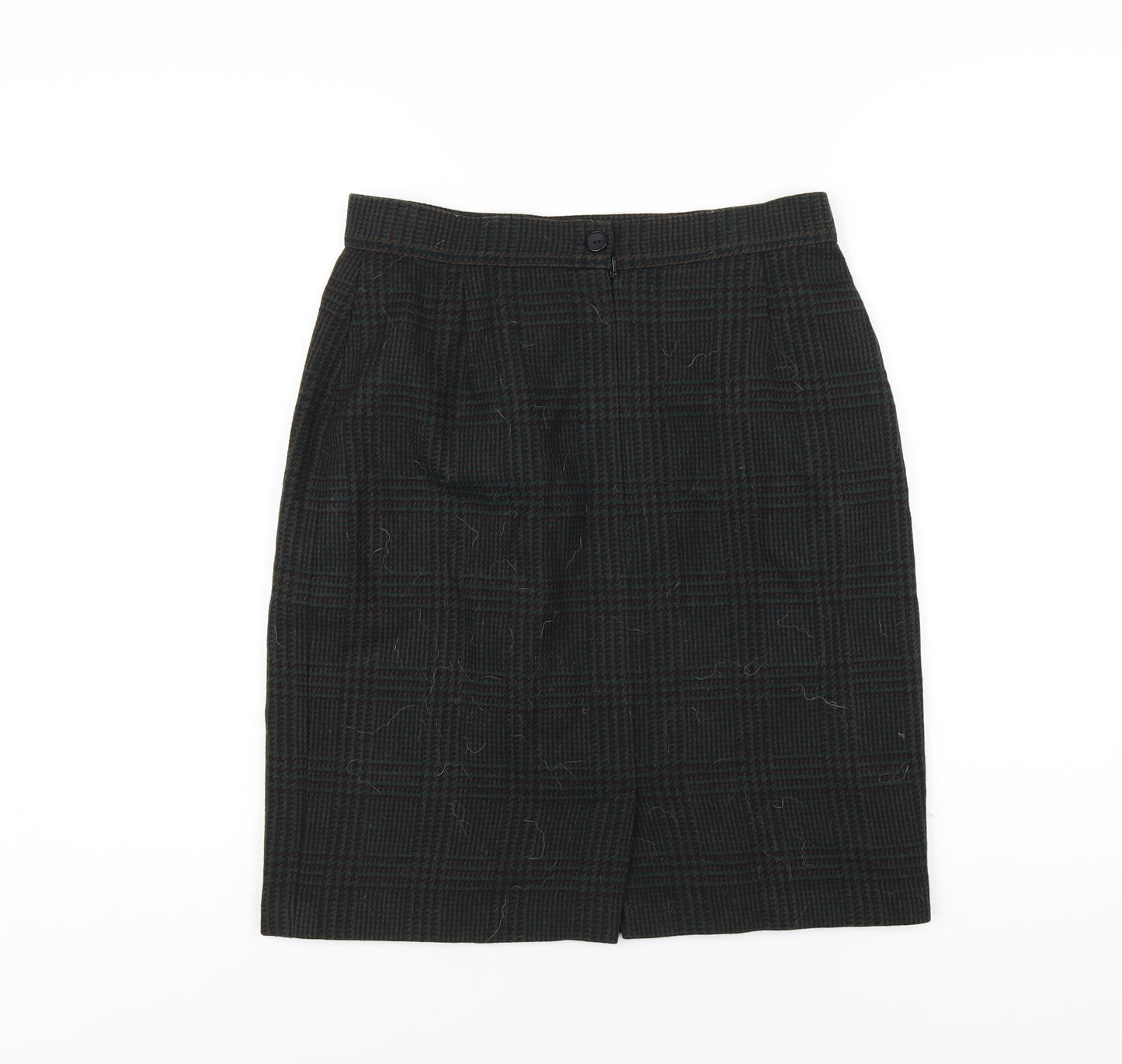 BHS Womens Green Plaid Wool Pleated Skirt Size 14 Zip