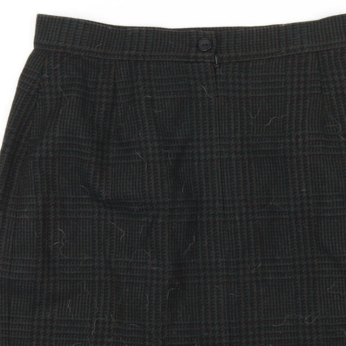 BHS Womens Green Plaid Wool Pleated Skirt Size 14 Zip