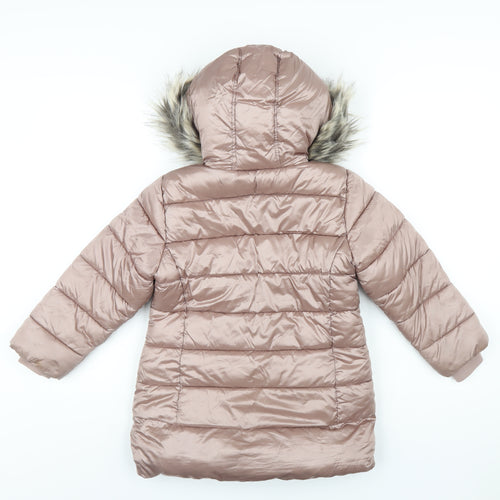 NEXT Girls Pink Parka Coat Size 6 Years Zip