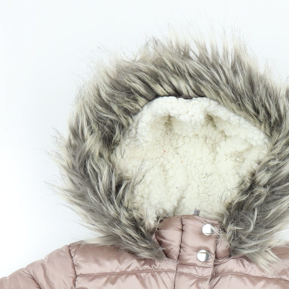 NEXT Girls Pink Parka Coat Size 6 Years Zip