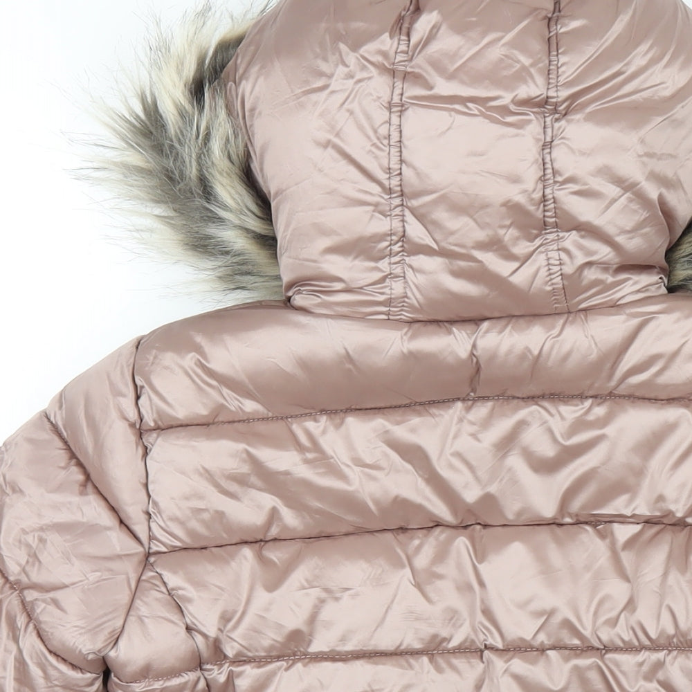 NEXT Girls Pink Parka Coat Size 6 Years Zip