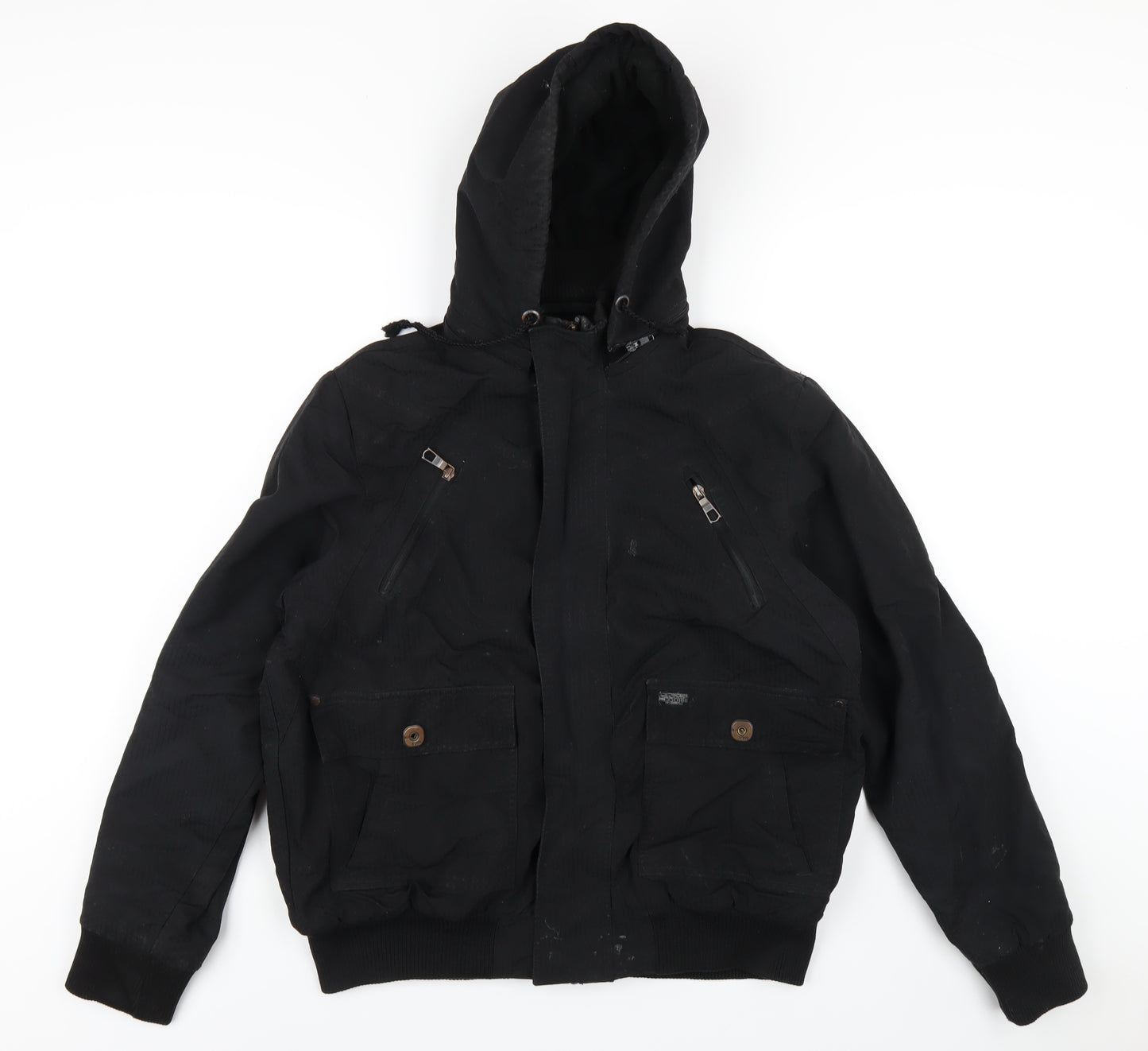 Blue Inc Mens Black Bomber Jacket Coat Size XL Zip