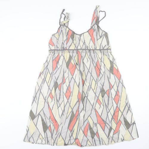 mamas & papas Womens Multicoloured Geometric Cotton A-Line Size 12 V-Neck Zip