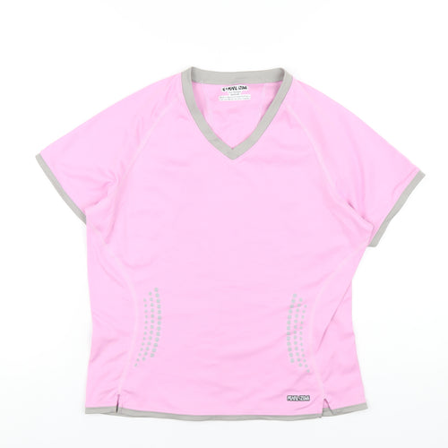 Pearl Izumi Womens Pink Polyester Basic Polo Size M V-Neck Pullover