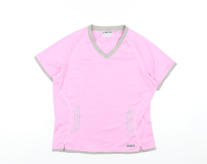 Pearl Izumi Womens Pink Polyester Basic Polo Size M V-Neck Pullover