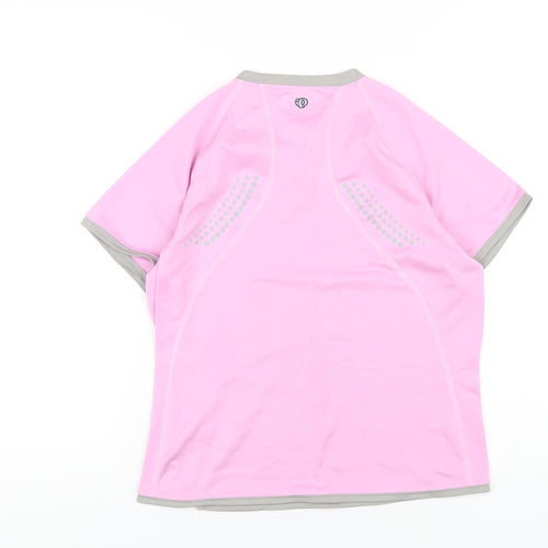 Pearl Izumi Womens Pink Polyester Basic Polo Size M V-Neck Pullover