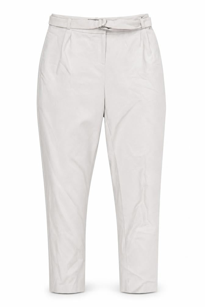 Front view of Missguided women’s grey polyester trousers, size UK 8, 27-inch leg regular zip