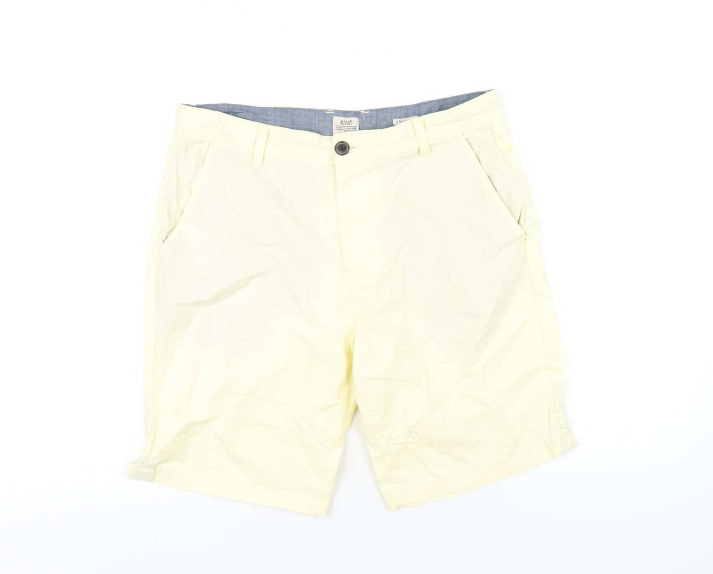 ACW85 Mens Yellow Cotton Chino Shorts Size 34 in L10 in Regular Zip