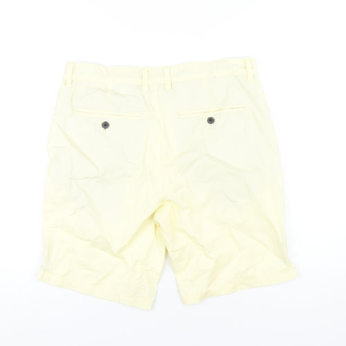 ACW85 Mens Yellow Cotton Chino Shorts Size 34 in L10 in Regular Zip