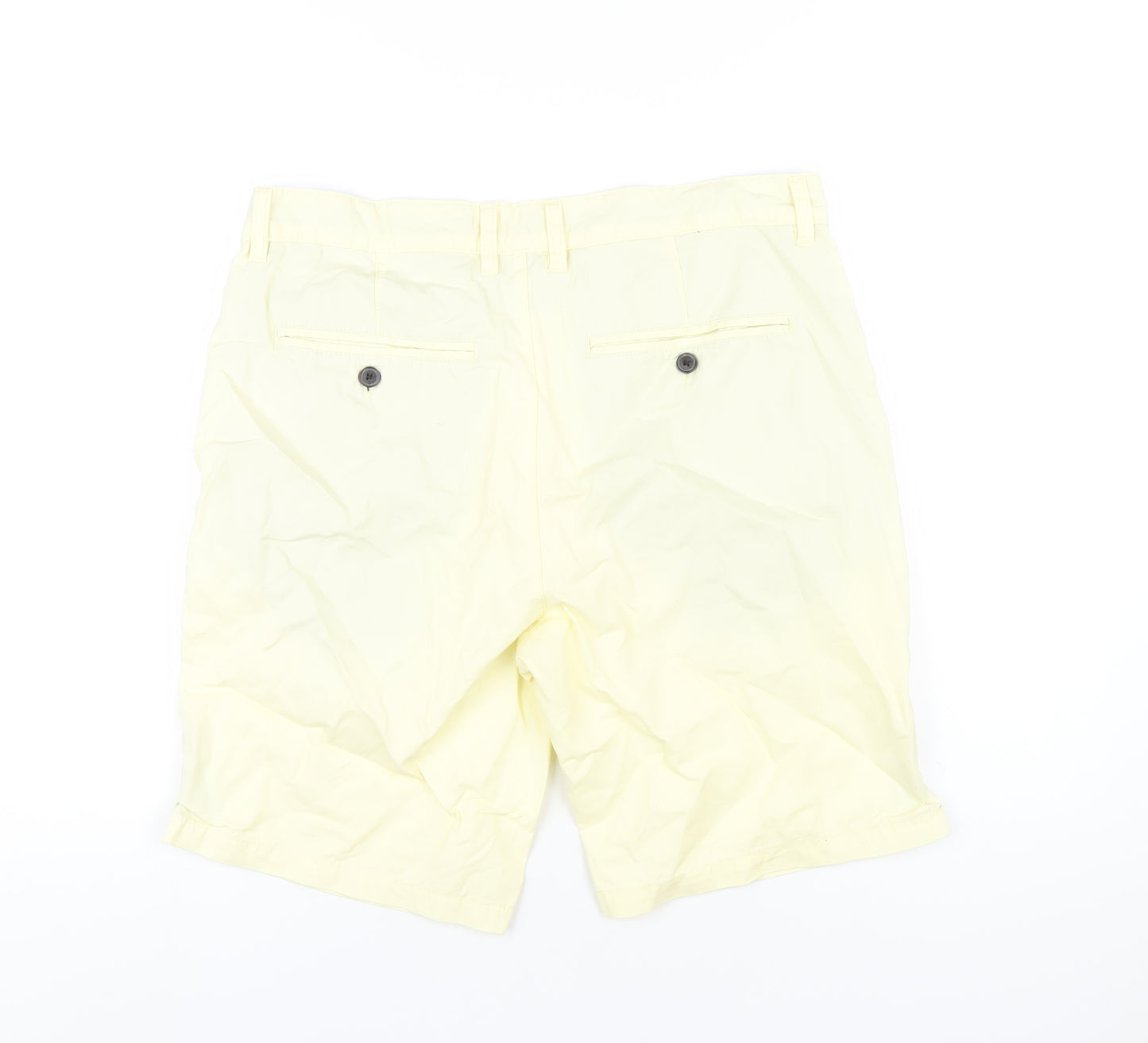ACW85 Mens Yellow Cotton Chino Shorts Size 34 in L10 in Regular Zip