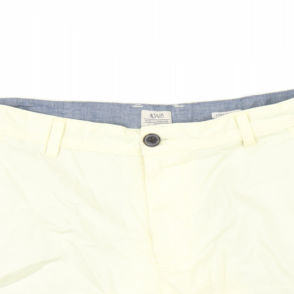 ACW85 Mens Yellow Cotton Chino Shorts Size 34 in L10 in Regular Zip
