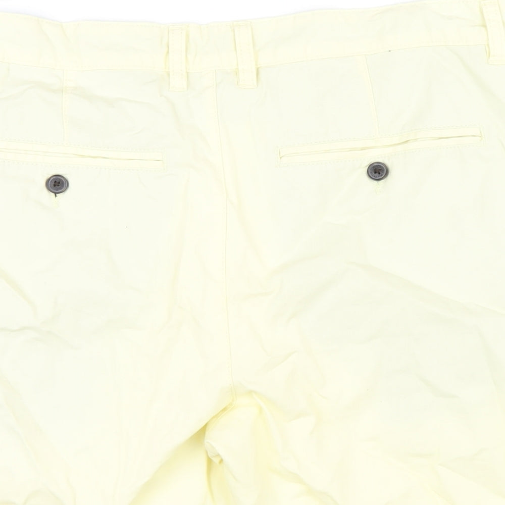 ACW85 Mens Yellow Cotton Chino Shorts Size 34 in L10 in Regular Zip