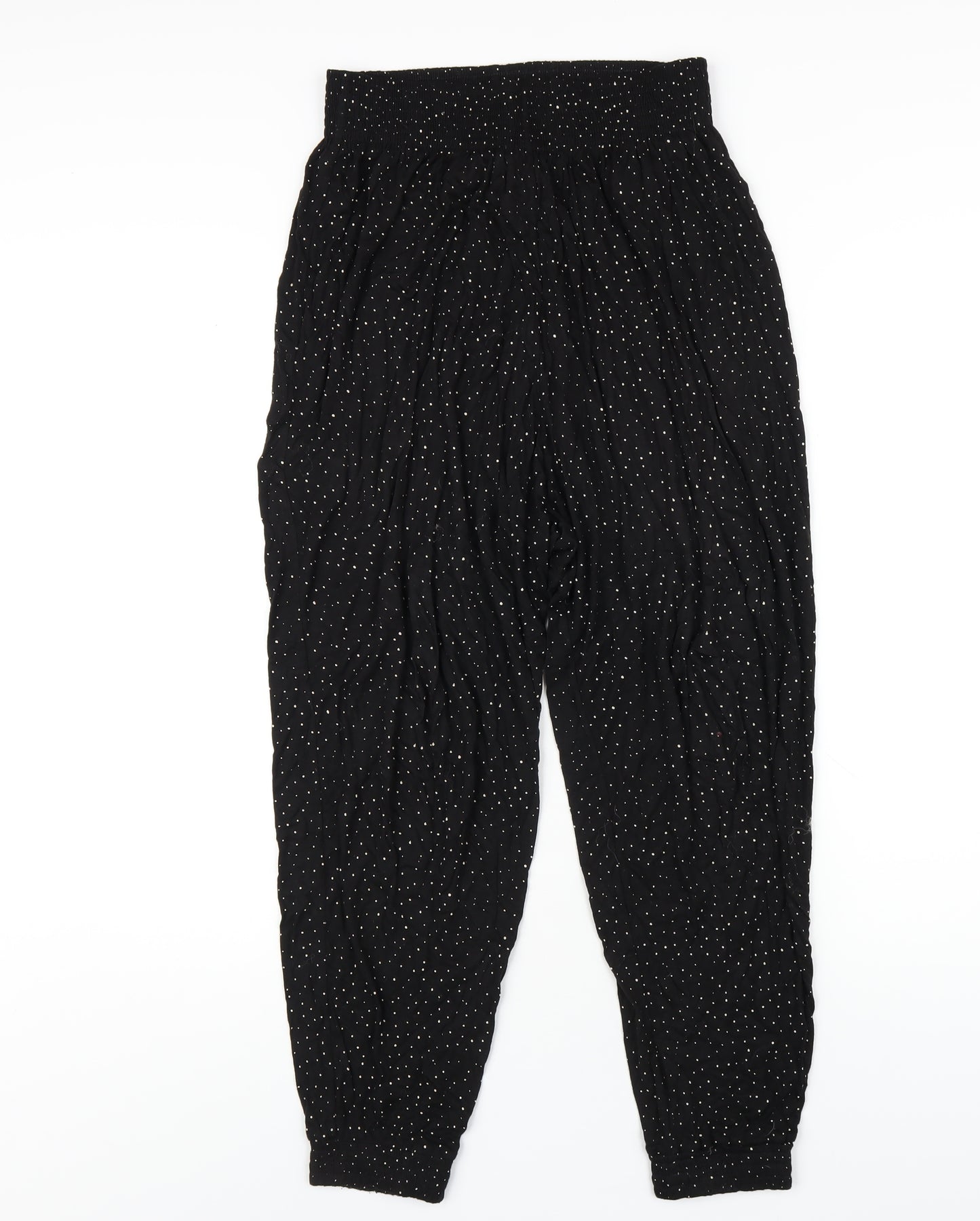 H&M Womens Black Polka Dot Viscose Bloomer Trousers Size S L27 in Regular