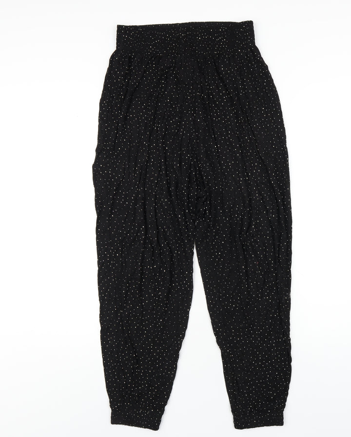 H&M Womens Black Polka Dot Viscose Bloomer Trousers Size S L27 in Regular
