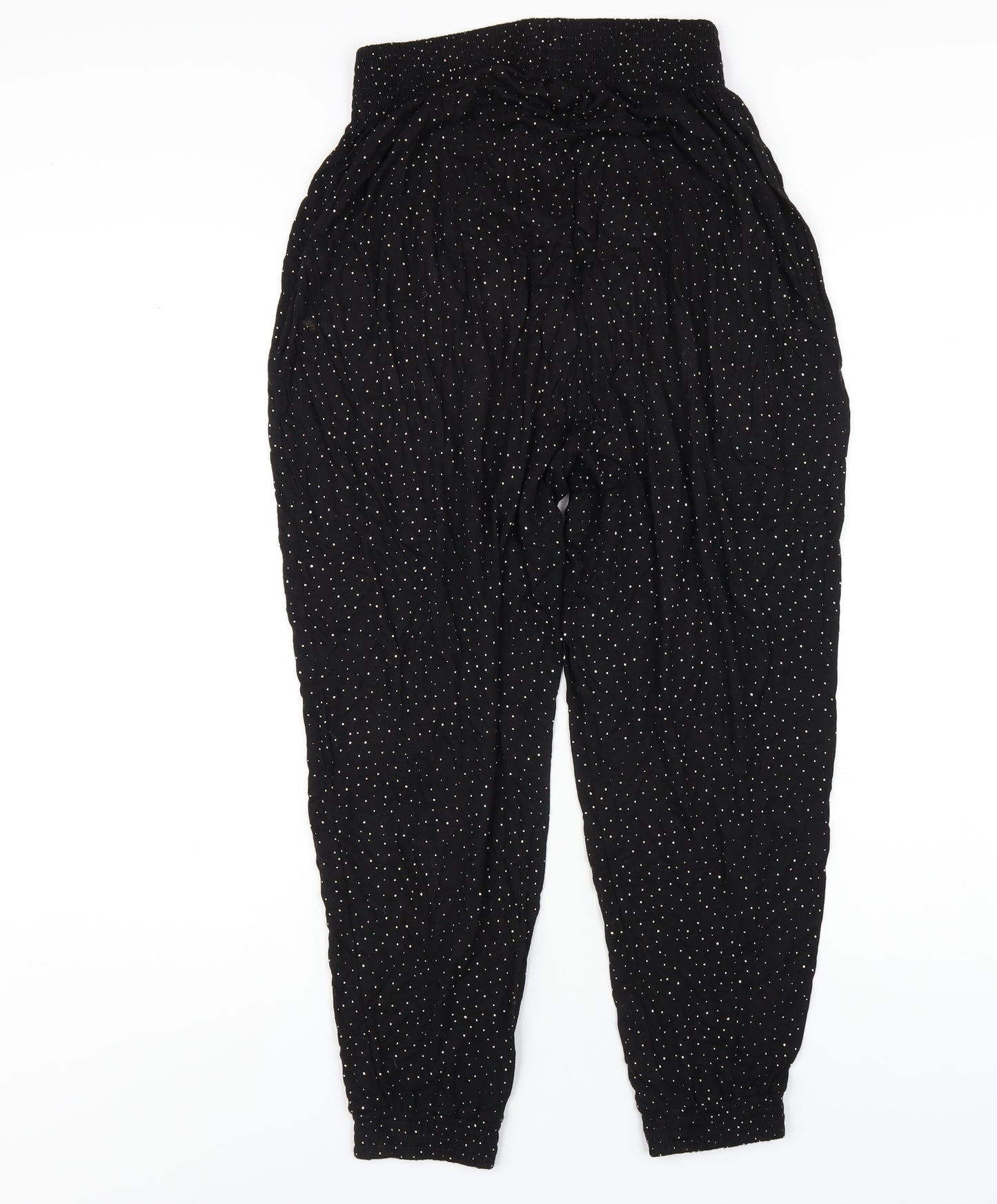 H&M Womens Black Polka Dot Viscose Bloomer Trousers Size S L27 in Regular