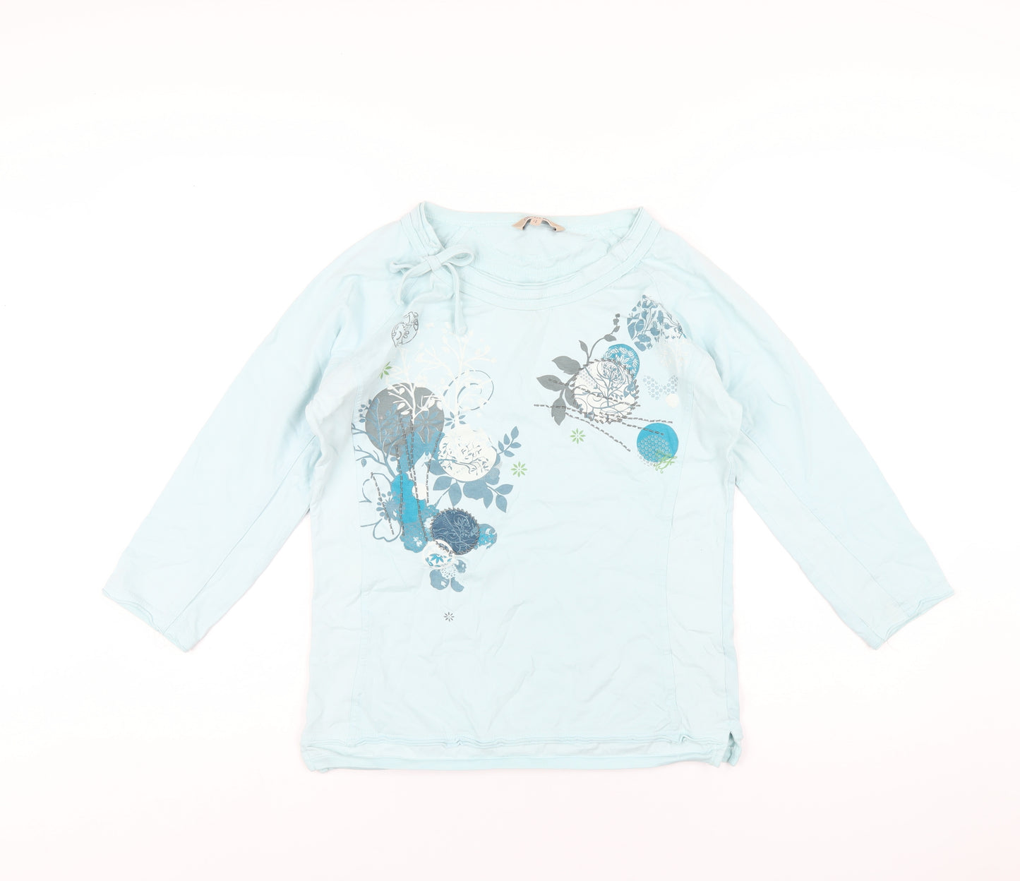 Fat Face Womens Blue Cotton Basic T-Shirt Size 12 Round Neck