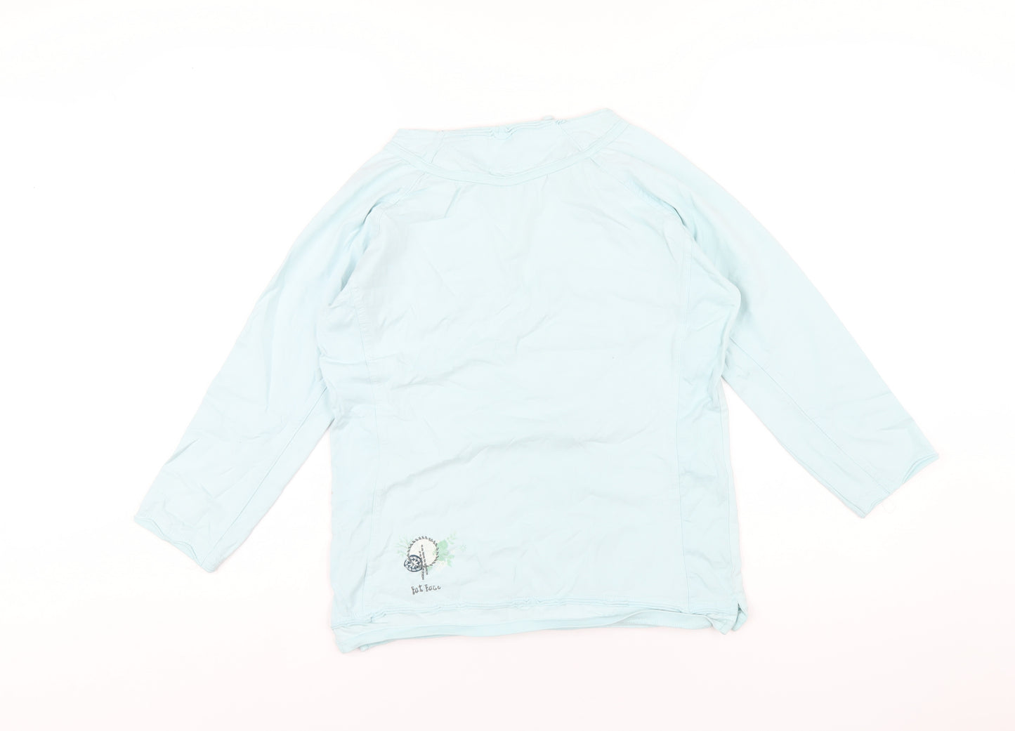 Fat Face Womens Blue Cotton Basic T-Shirt Size 12 Round Neck