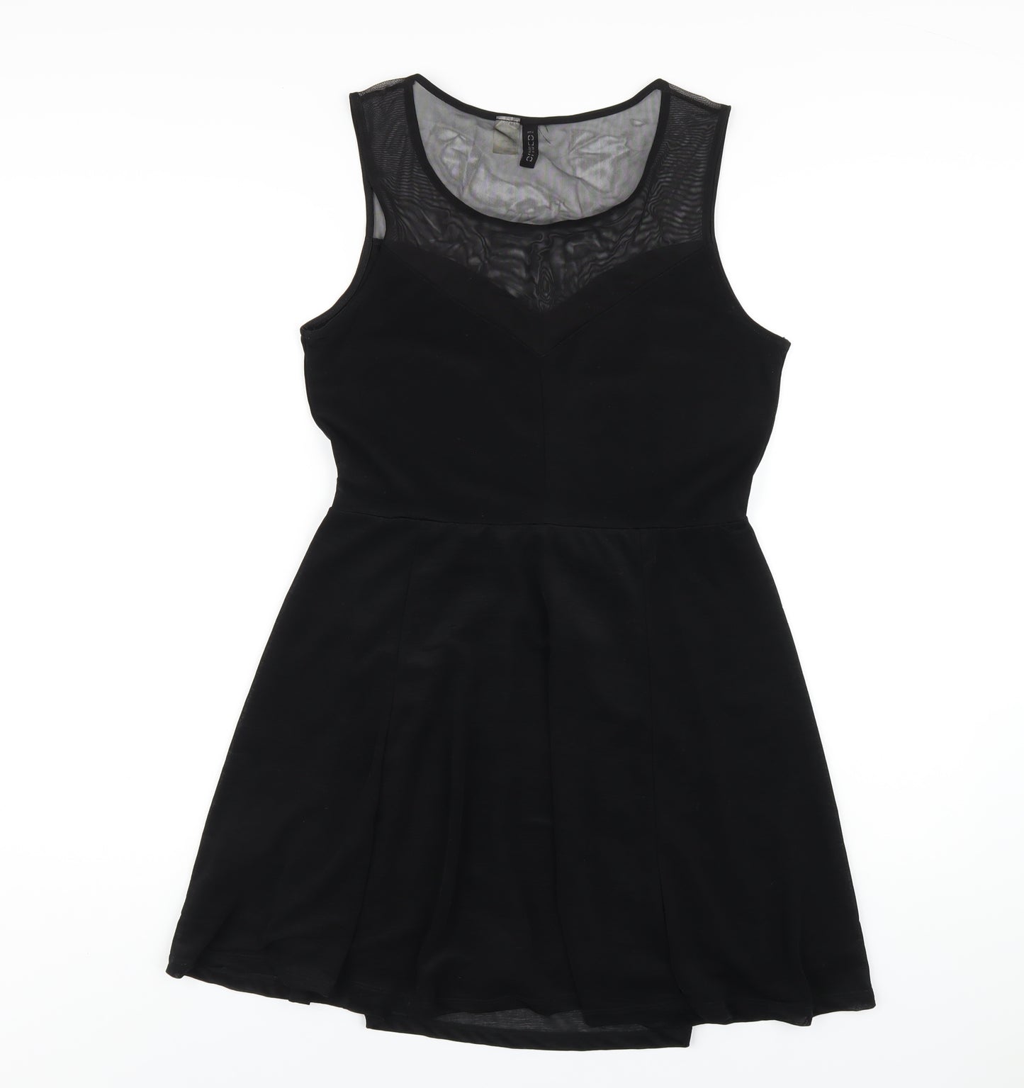 H&M Womens Black Polyester Skater Dress Size M Round Neck Pullover