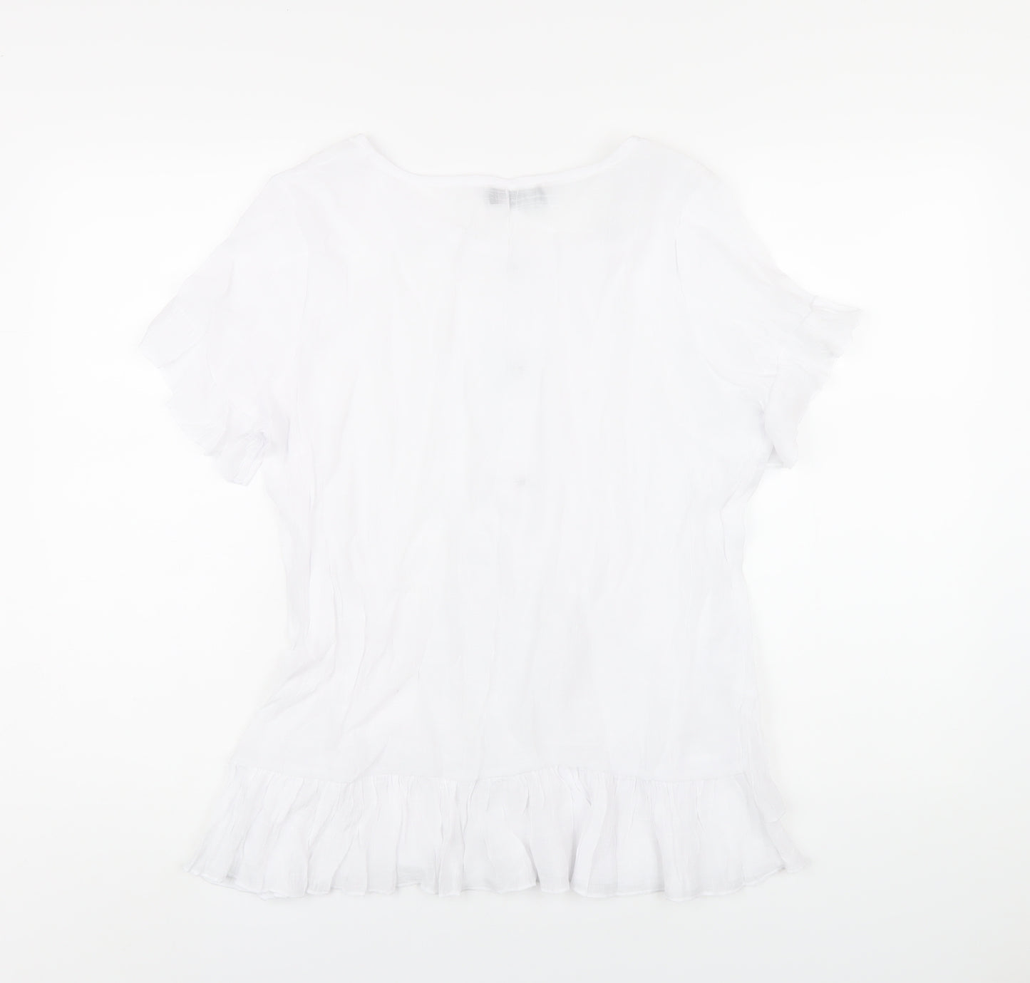 Klass Womens White Polyester Basic T-Shirt Size M Round Neck