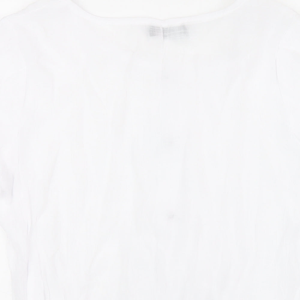 Klass Womens White Polyester Basic T-Shirt Size M Round Neck