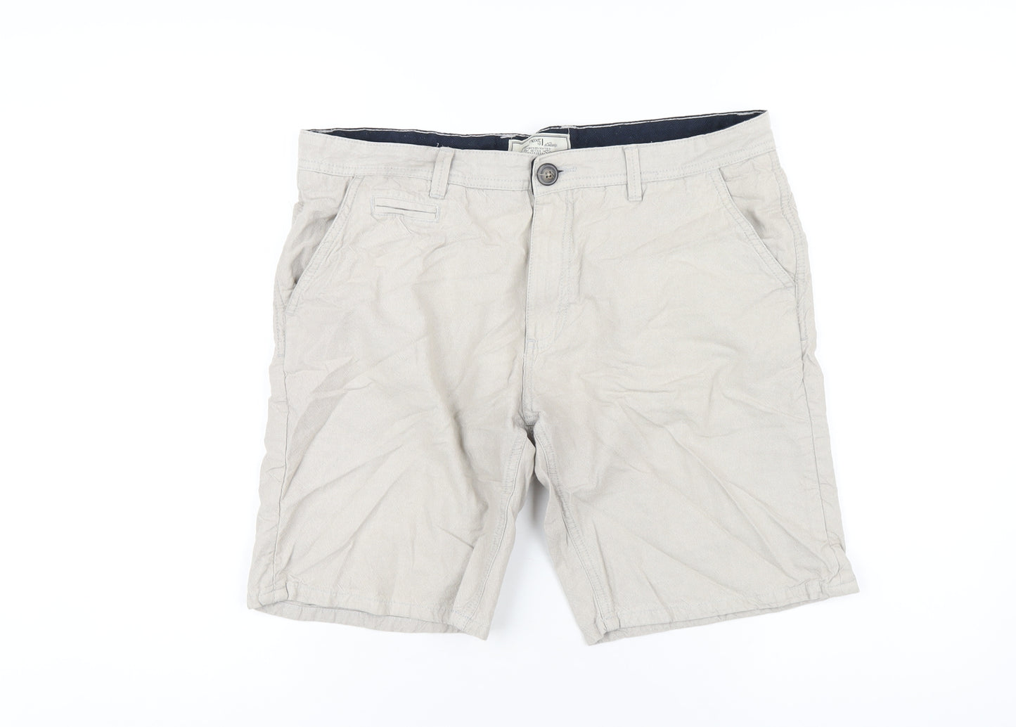 NEXT Mens Beige Cotton Chino Shorts Size 34 in L9 in Regular Zip