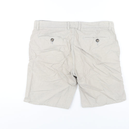 NEXT Mens Beige Cotton Chino Shorts Size 34 in L9 in Regular Zip