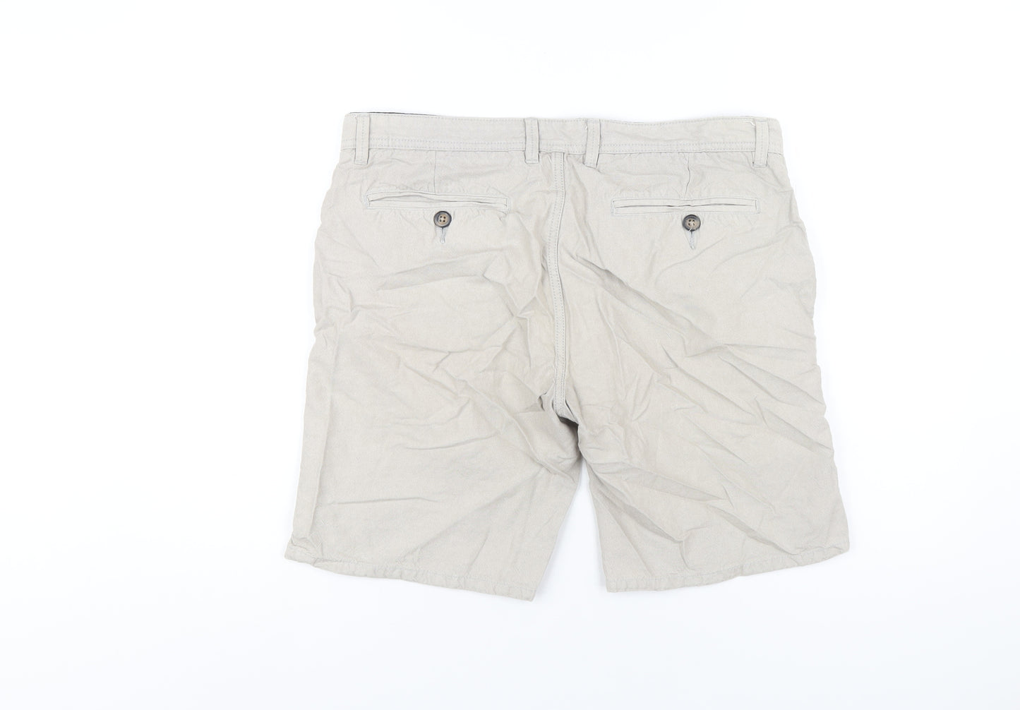 NEXT Mens Beige Cotton Chino Shorts Size 34 in L9 in Regular Zip