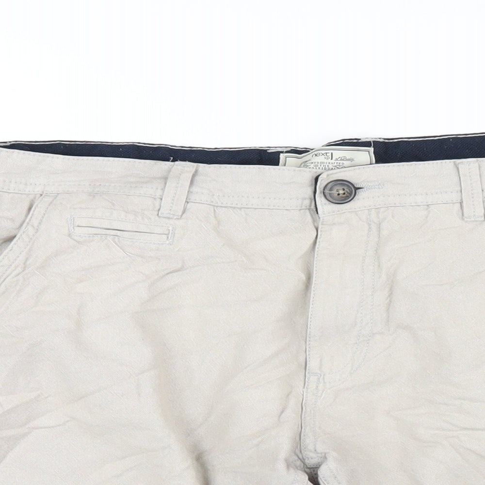 NEXT Mens Beige Cotton Chino Shorts Size 34 in L9 in Regular Zip