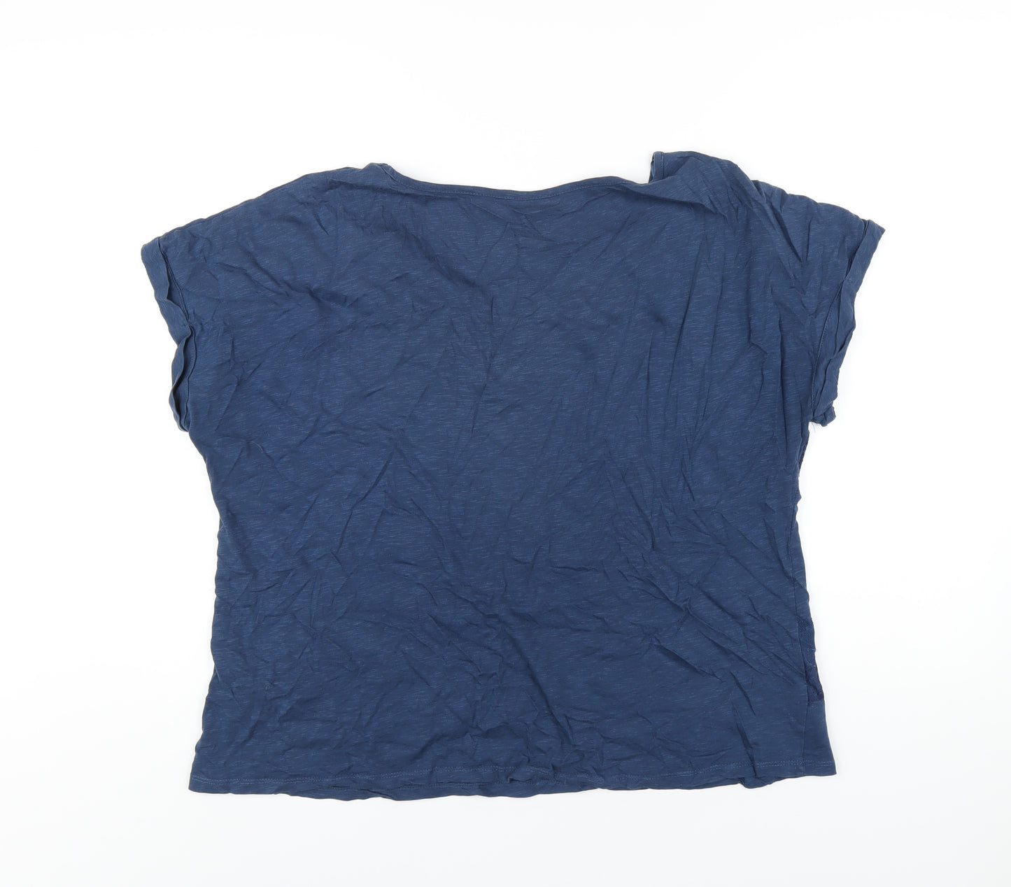 M&Co Womens Blue Cotton Basic T-Shirt Size 18 Scoop Neck