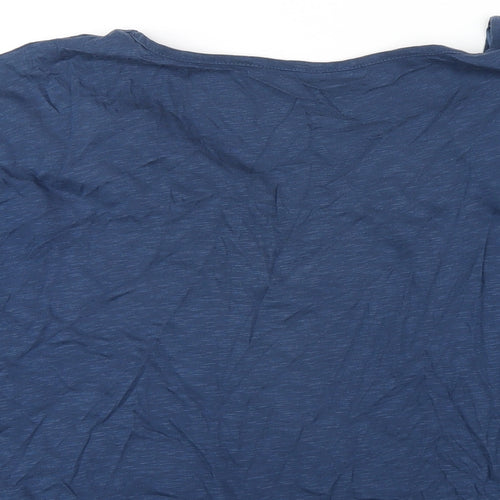 M&Co Womens Blue Cotton Basic T-Shirt Size 18 Scoop Neck