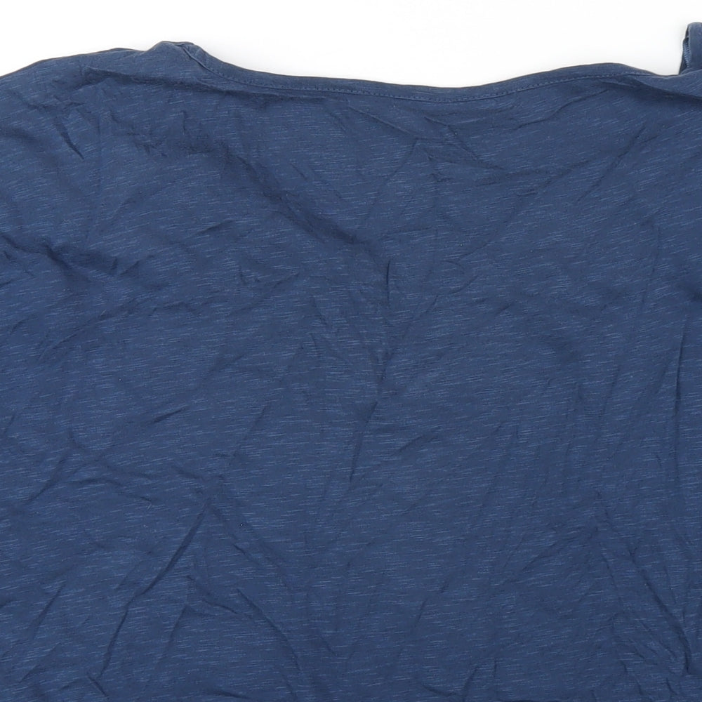 M&Co Womens Blue Cotton Basic T-Shirt Size 18 Scoop Neck