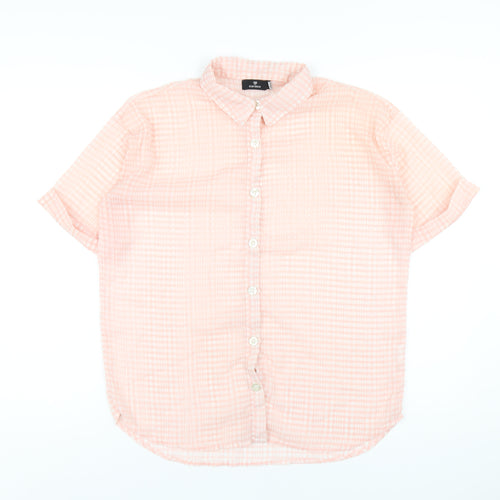 Heartbreak Womens Pink Check Polyester Basic Button-Up Size 10 Collared