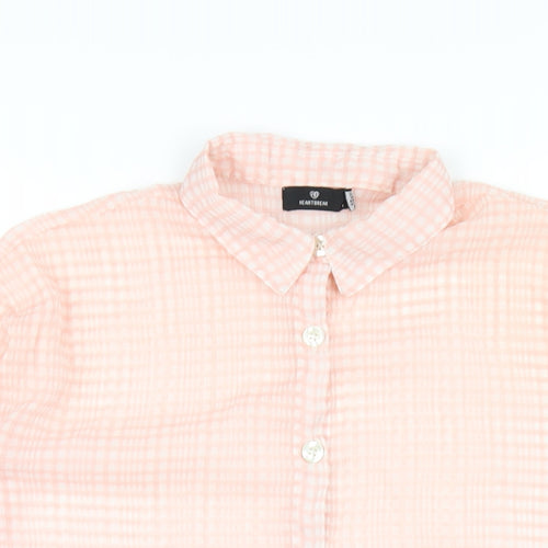 Heartbreak Womens Pink Check Polyester Basic Button-Up Size 10 Collared