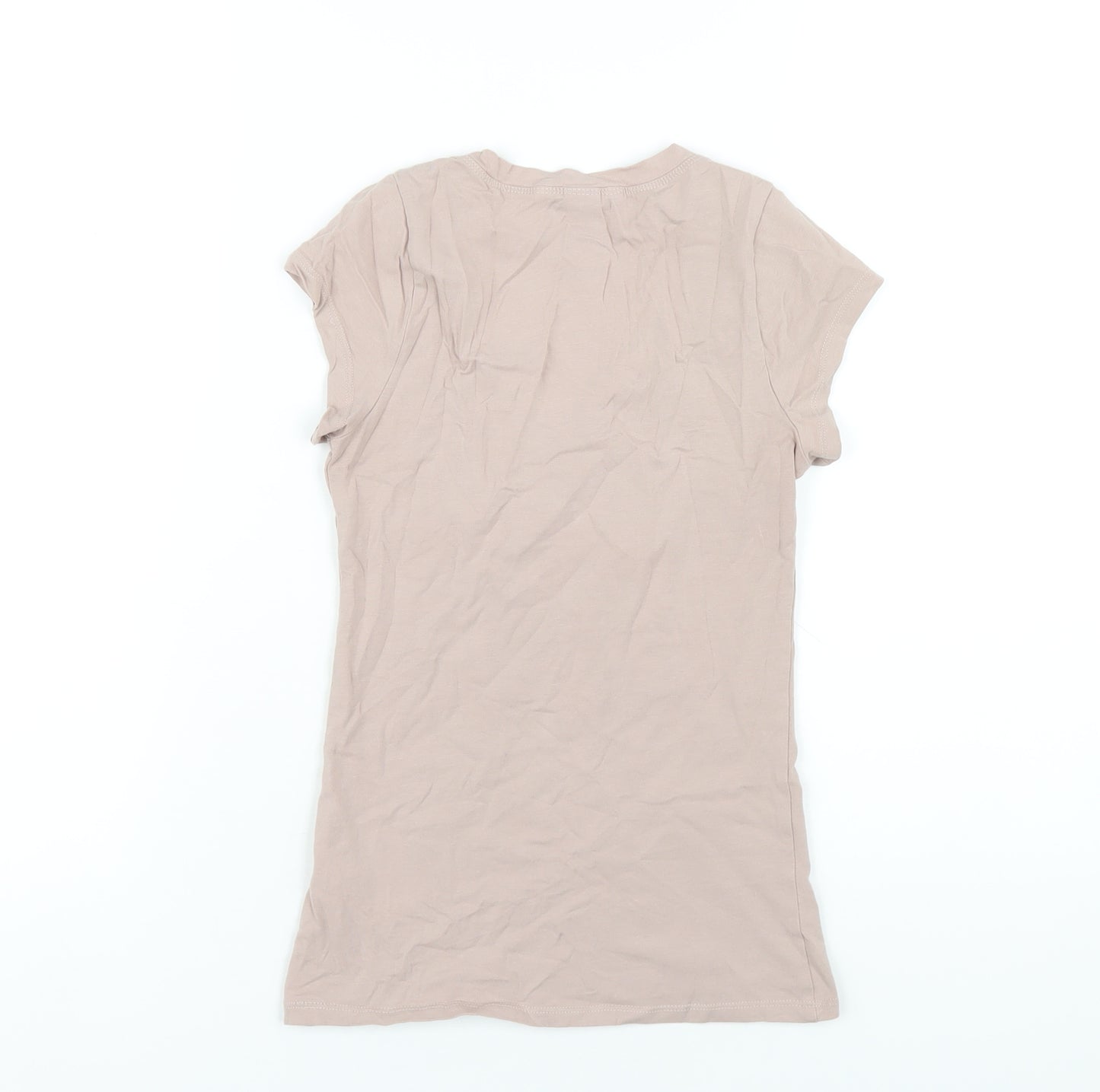 H&M Womens Beige Cotton Basic T-Shirt Size XS Scoop Neck