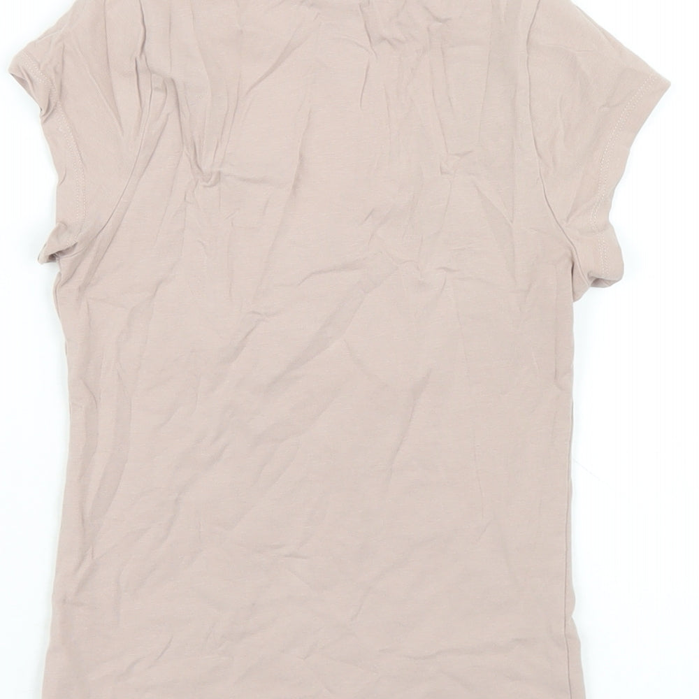 H&M Womens Beige Cotton Basic T-Shirt Size XS Scoop Neck
