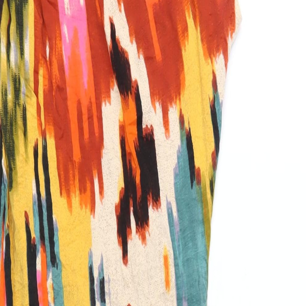 Calvin Klein Womens Multicoloured Geometric Viscose Bodycon Size XS V-Neck Pullover