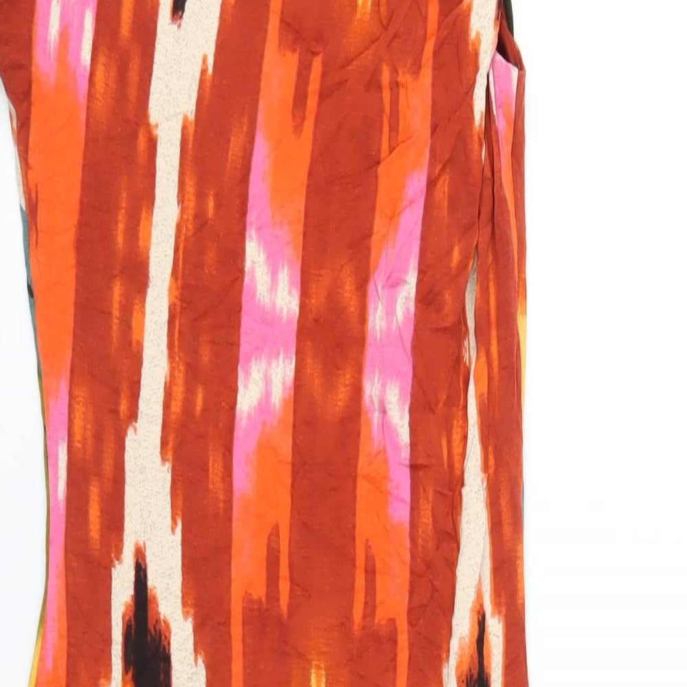 Calvin Klein Womens Multicoloured Geometric Viscose Bodycon Size XS V-Neck Pullover