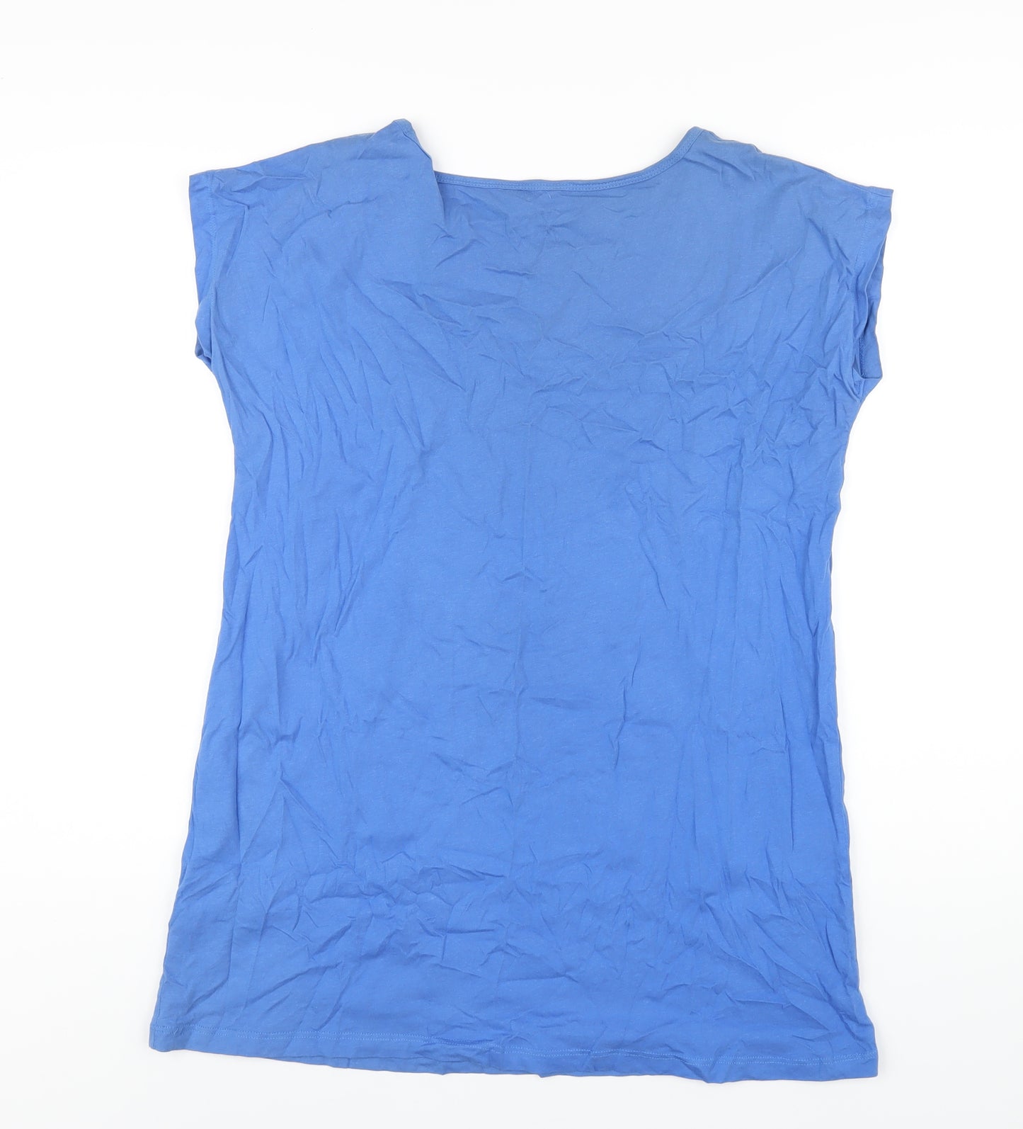 M&Co Womens Blue Cotton Basic T-Shirt Size XL Round Neck