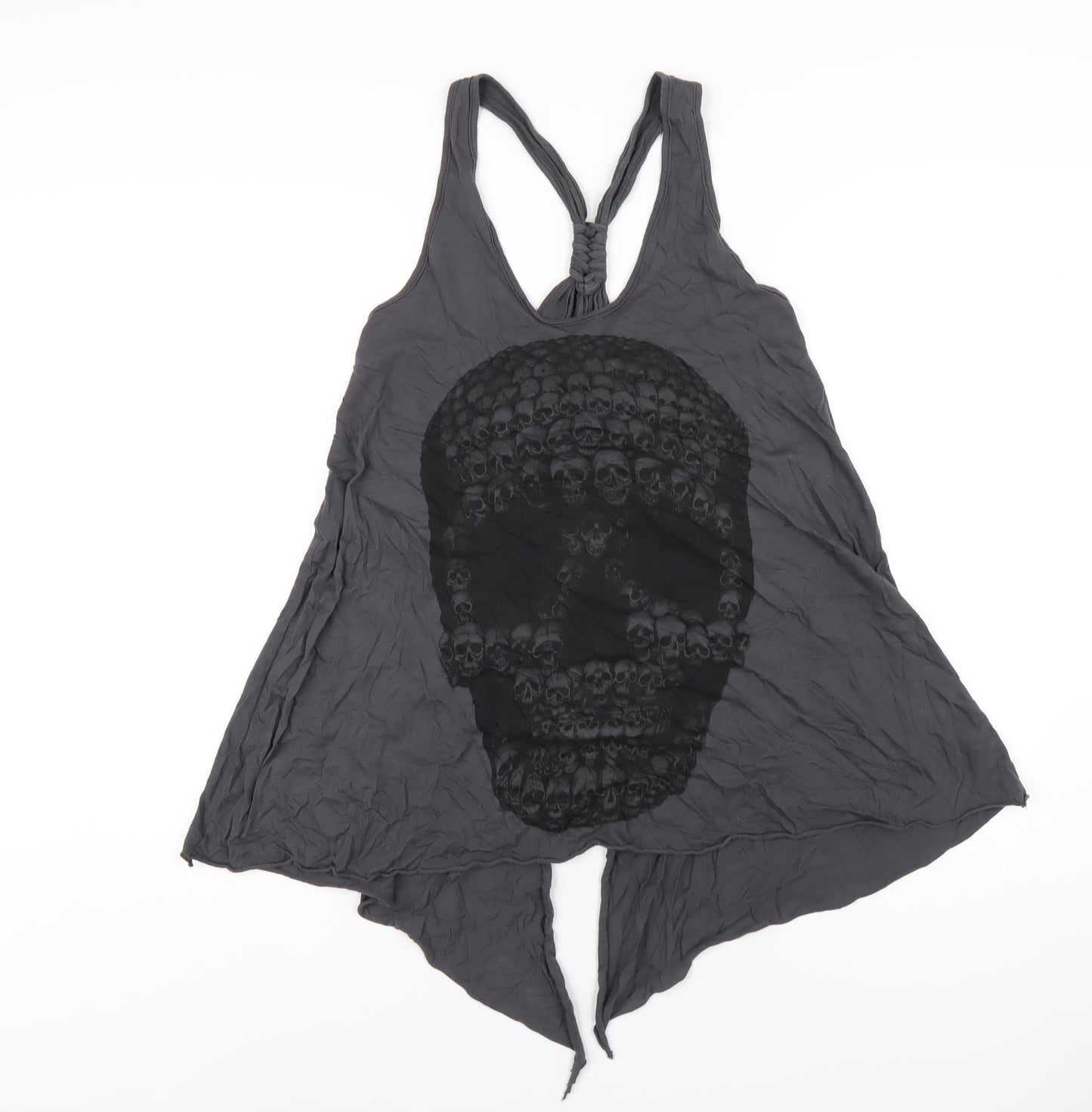 AllSaints Womens Grey Cotton Basic Tank Size 14 Scoop Neck
