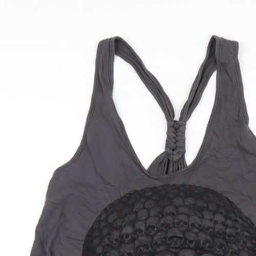 AllSaints Womens Grey Cotton Basic Tank Size 14 Scoop Neck