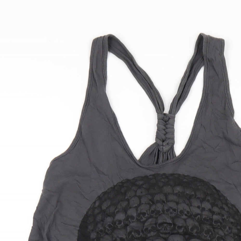 AllSaints Womens Grey Cotton Basic Tank Size 14 Scoop Neck