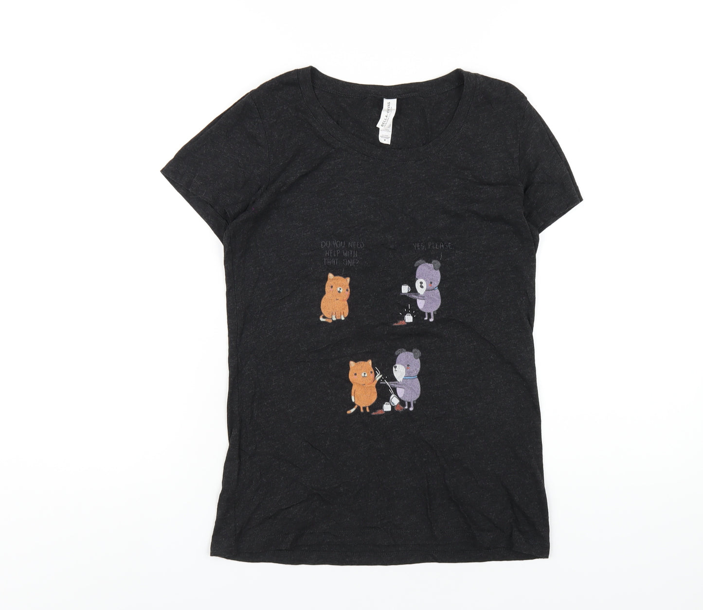 Bella + Canvas Womens Grey Polyester Basic T-Shirt Size M Round Neck